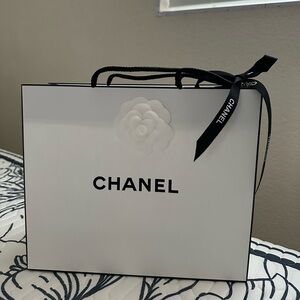 Medium Chanel shopping bag including ribbon and flower. See Pics For Size. New